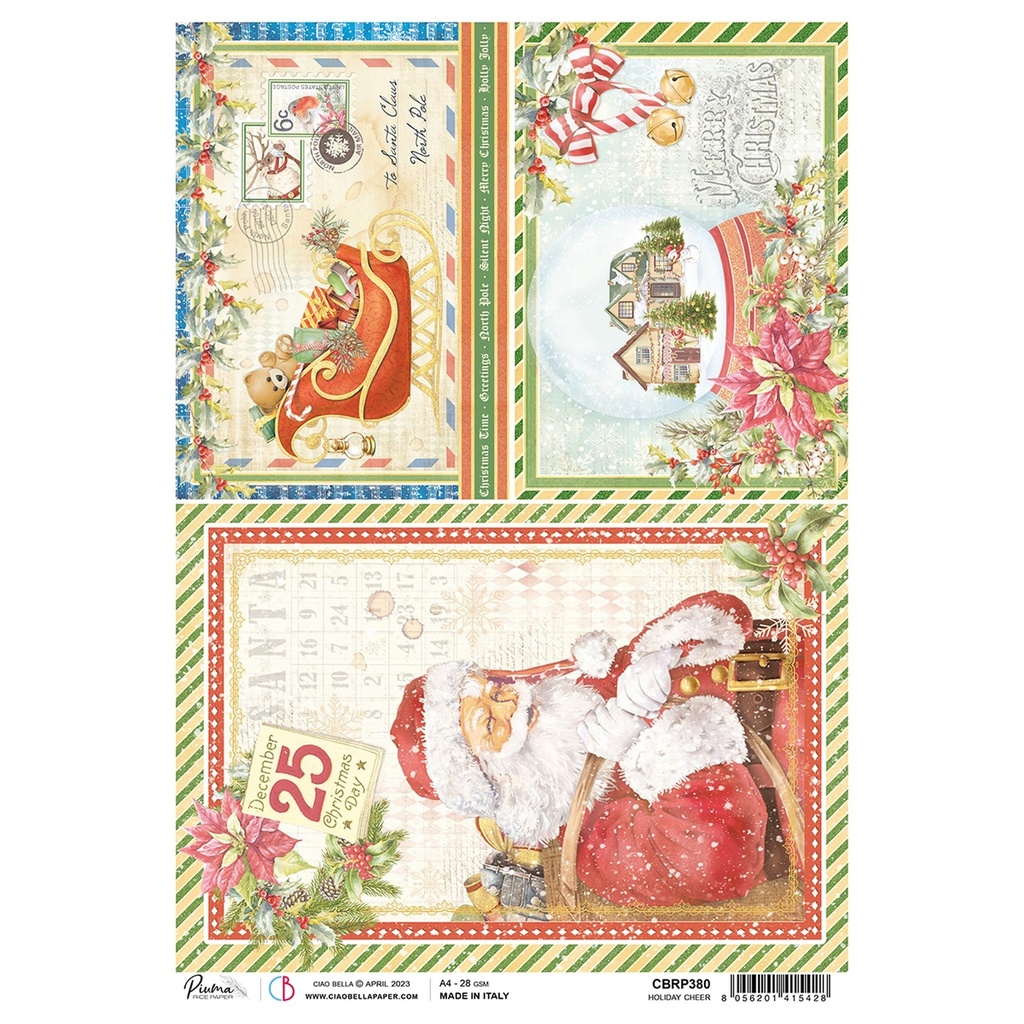 Ciao Bella Dear Santa Rice Papers - 5 Designs, 5 Sheets