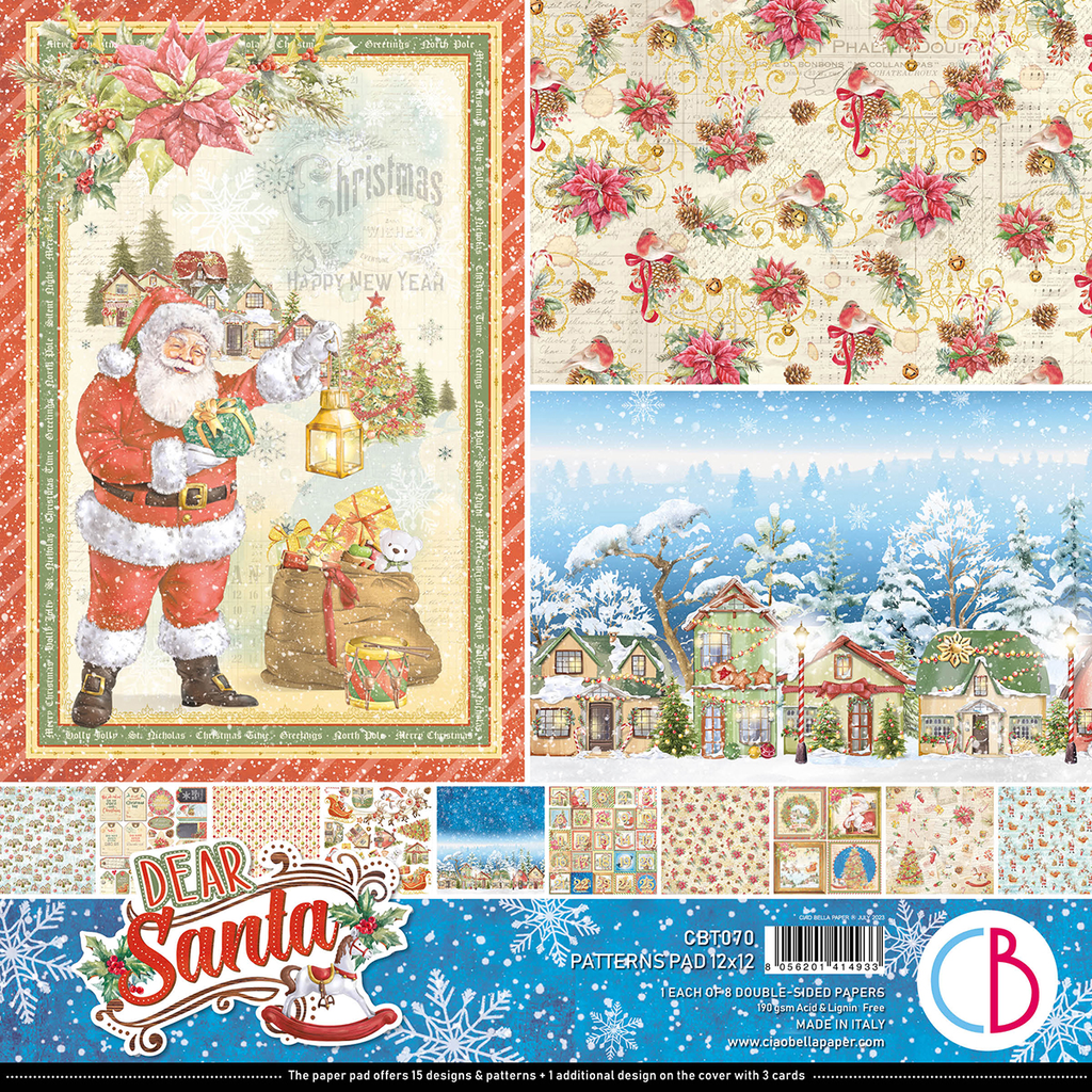 Dear Santa Patterns Pad 12"x12" 8/Pkg 