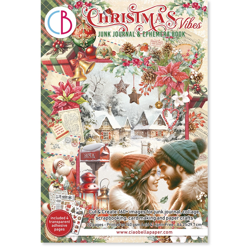 Christmas Vibes Junk Journal  Ephemera Book A4 32/pkg