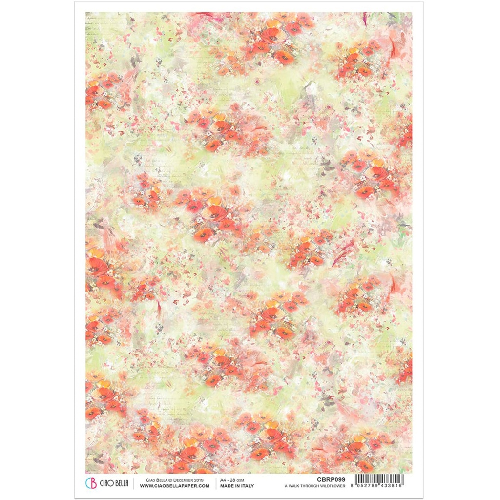 A Walk Through Wildflower  - Ciao Bella Piuma Rice Paper A4 - 5 Pack