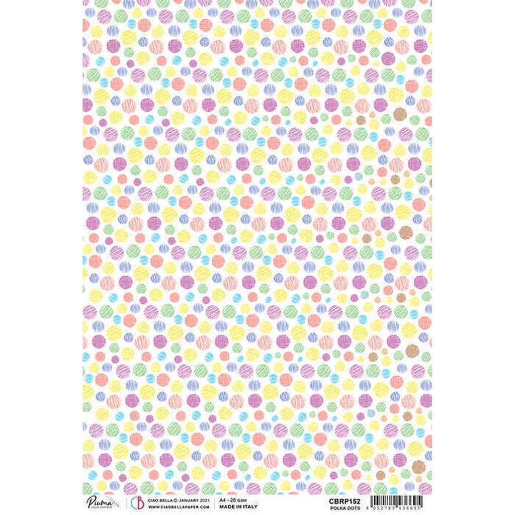 Polka Dots - Ciao Bella Piuma Rice Paper A4 - 5 Pack