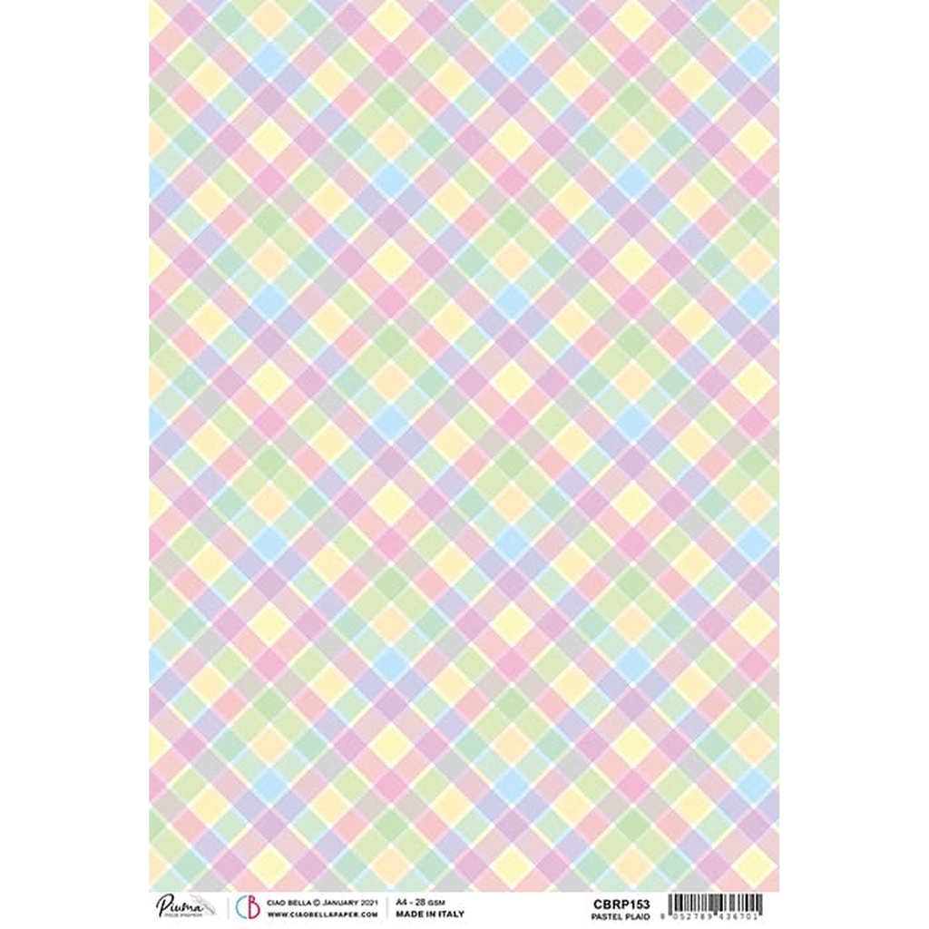 Pastel Plaid - Ciao Bella Piuma Rice Paper A4 - 5 Pack