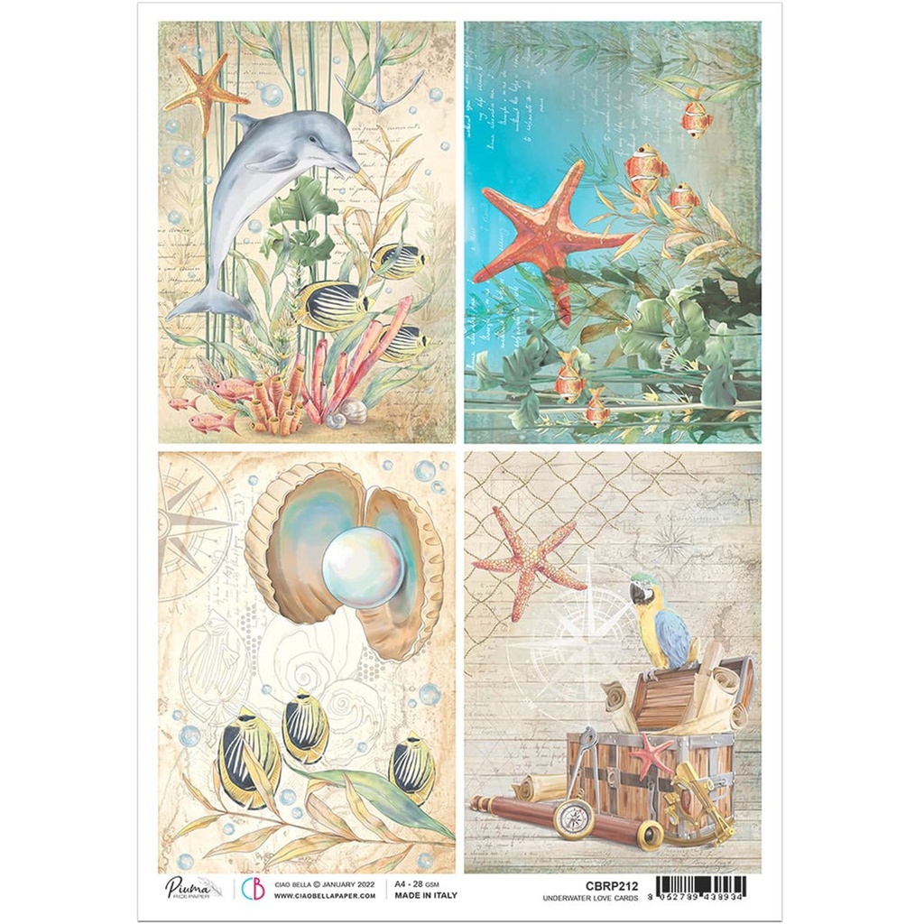 Underwater Cards - Ciao Bella Piuma Rice Paper A4 - 5 Pack