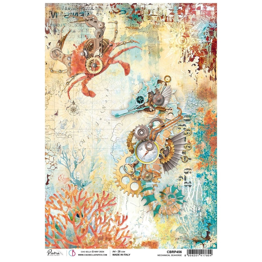 Mechanical Seahorse - Ciao Bella Piuma Rice Paper A4 - 5 Pack