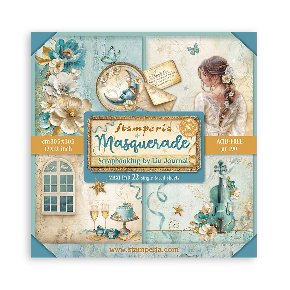 Stamperia - Masquerade - Scrapbooking Pad - 22 Sheets 12x12" Single Sided