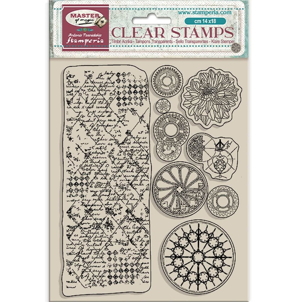 Acrylic stamp cm 14x18 - Master of Magic border and circles 