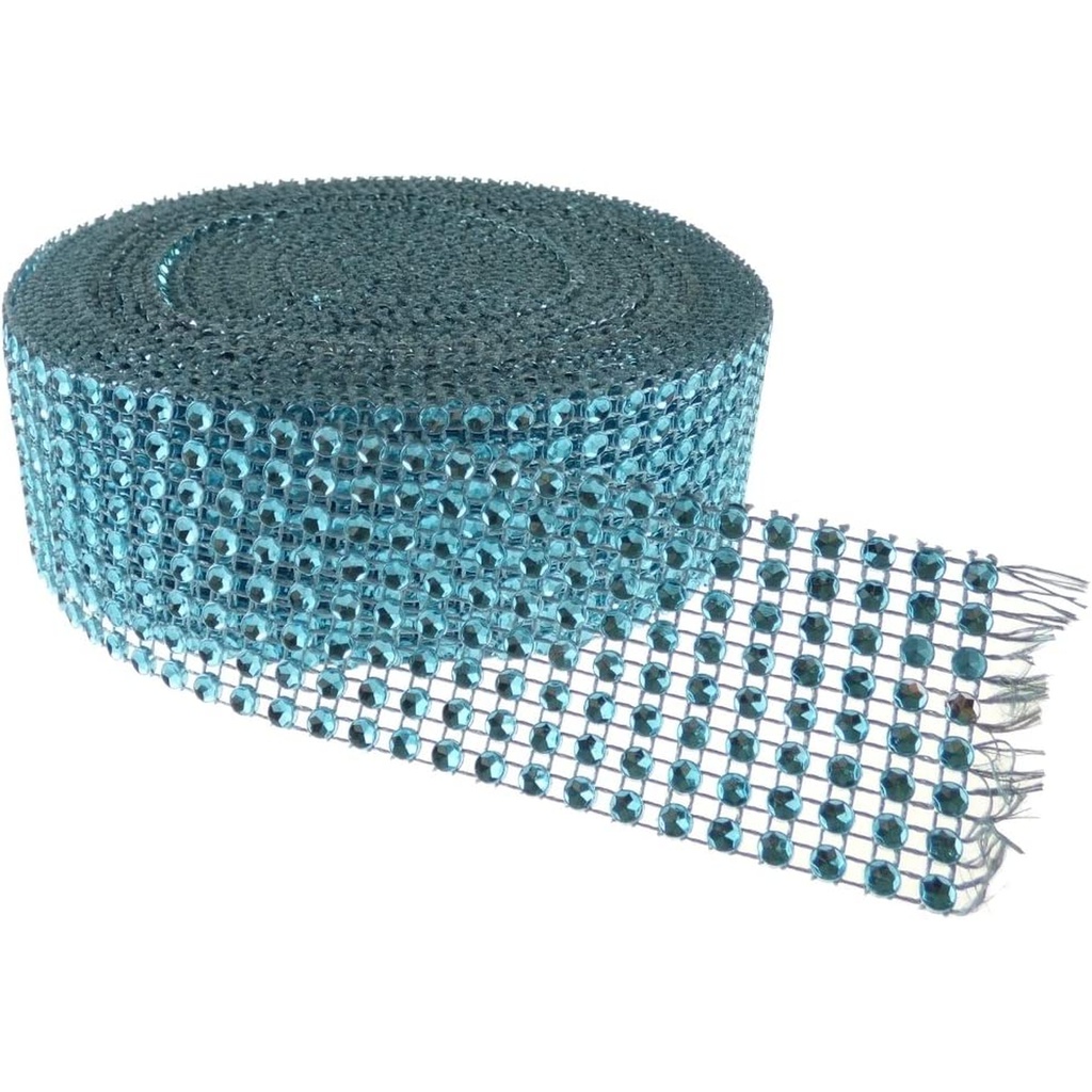 Diamante Effect Ribbon Roll of 10yd - Turquoise