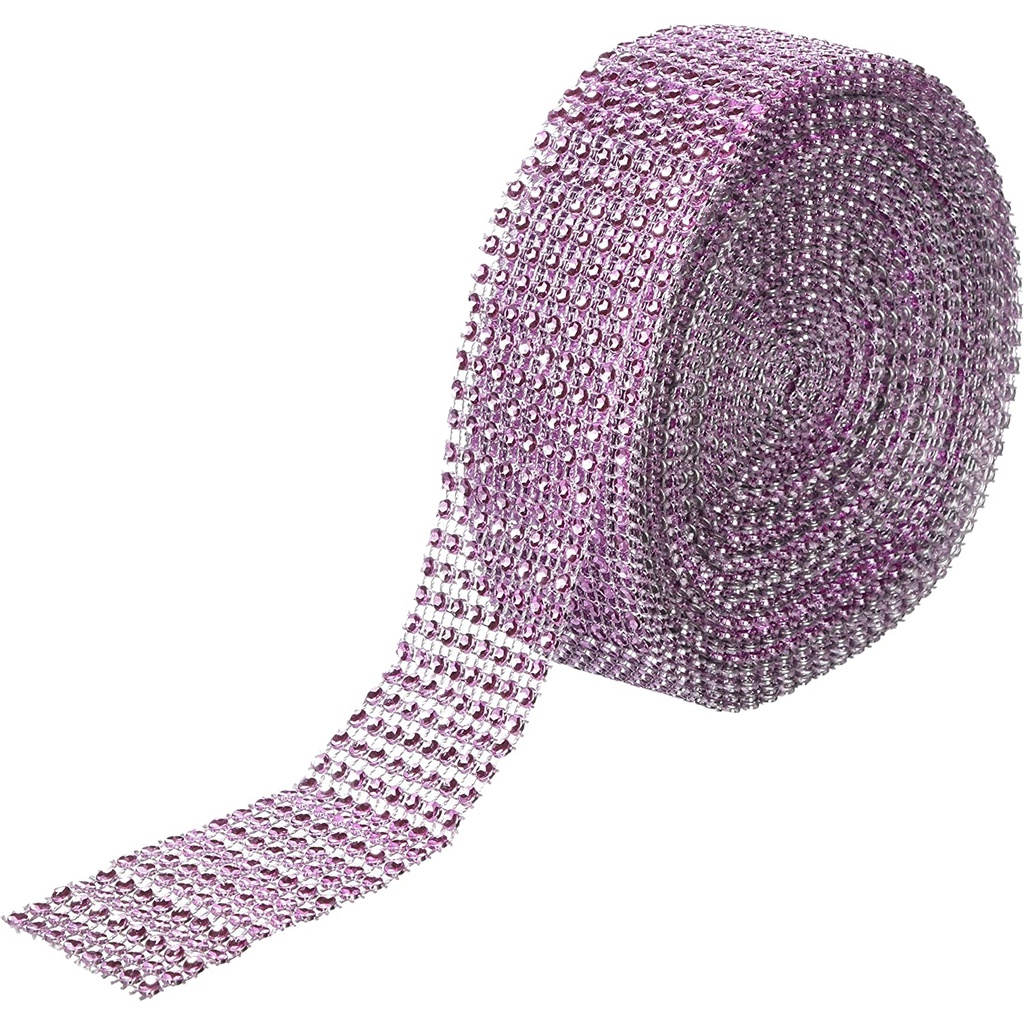 Diamante Effect Ribbon Roll of 10yd - Pink