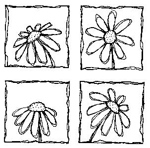 Lindsay Mason Daisy Squares - Traditional Wood Mounted Stamp