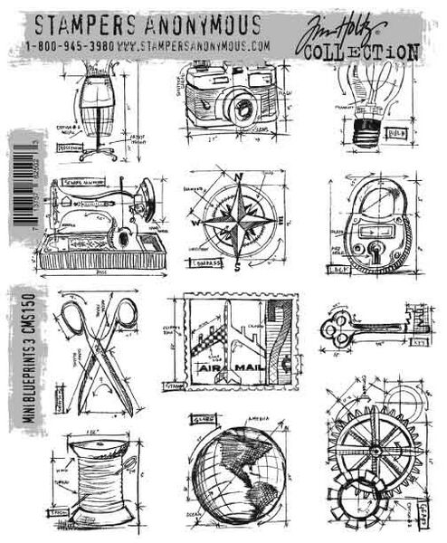 Tim Holtz Cling Stamps - Mini Blueprints 3