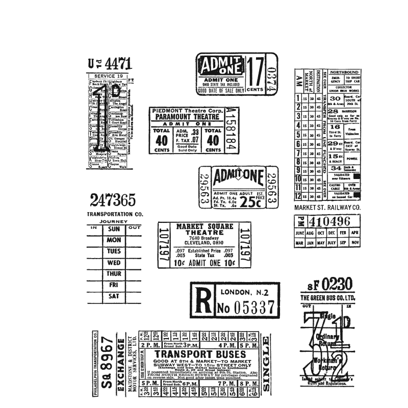 Tim Holtz Cling Stamps - Ticket Booth