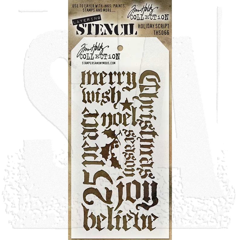 Tim Holtz Layering Stencil - Holiday Script