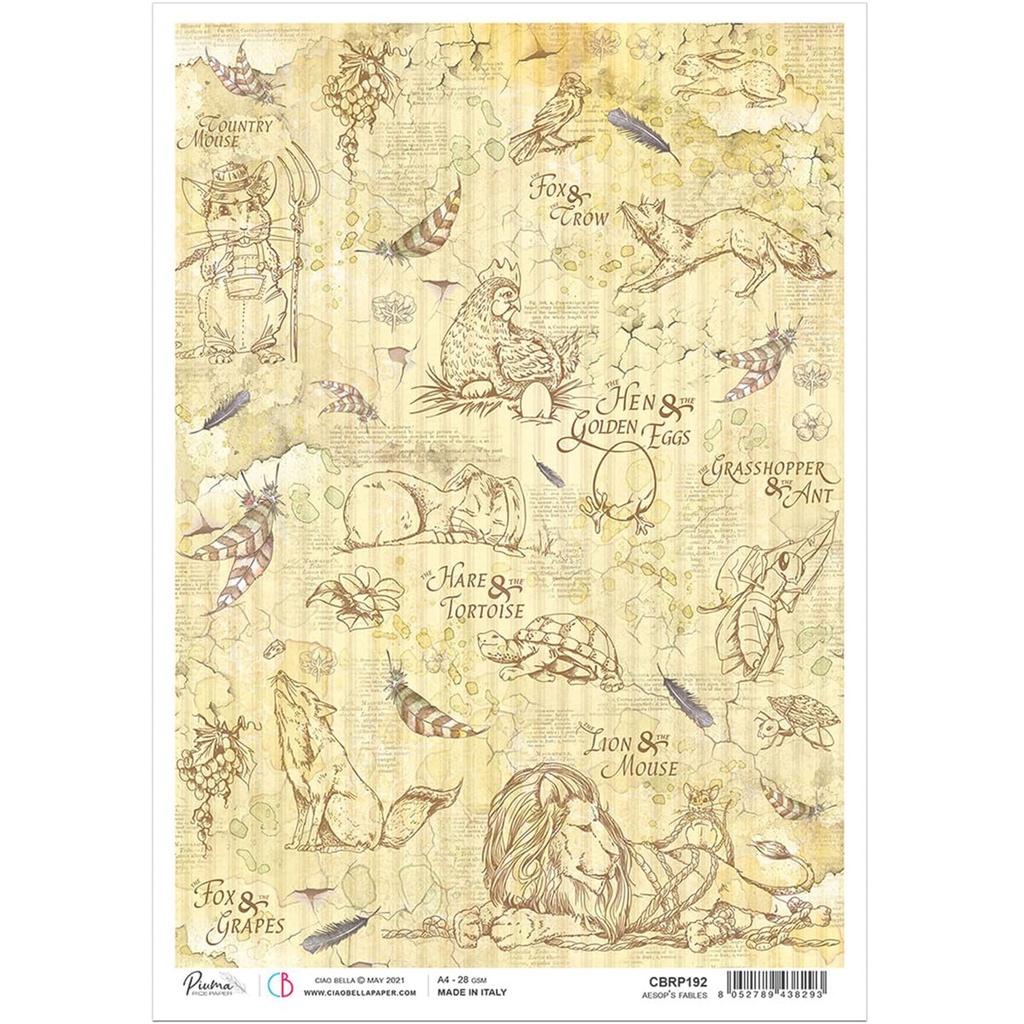 Aesop's Fables - Ciao Bella Piuma Rice Paper A4 - Single Sheet