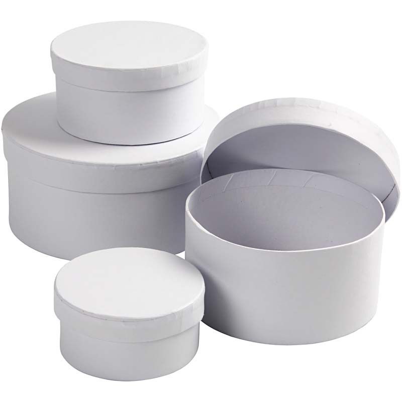 Round Boxes 4 pcs white