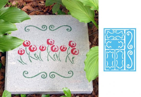 Decorative Scrolls Patio Stencil