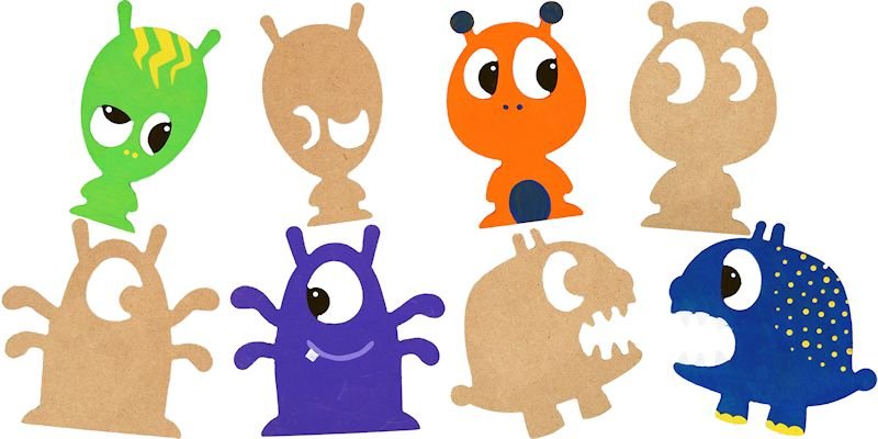 Ornaments - Aliens - pack 4 MDF