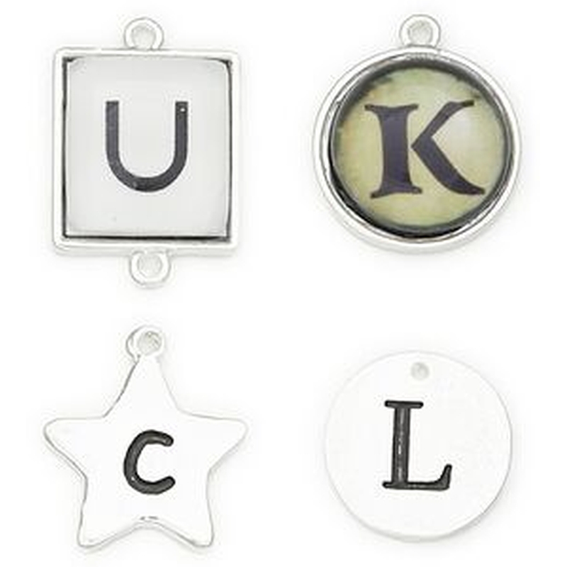 Tk Charm Metal Word Luck Sil