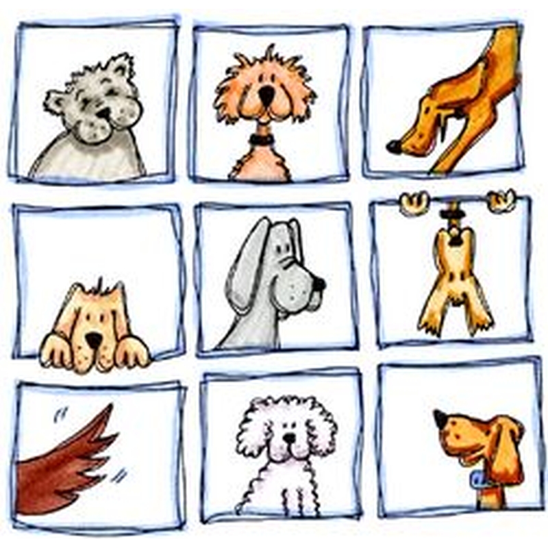 Lindsay Mason Dog Squares - Traditional Wood Mounted Stamp