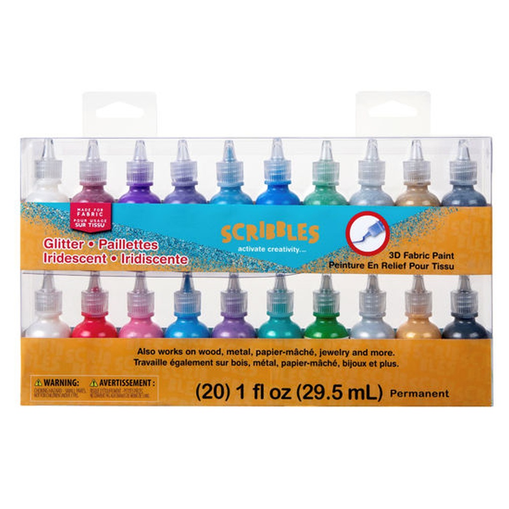 Scribbles Multi Effect 3D Fabric Paint 20pack