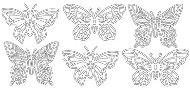 Large Butterflies- Pack of 10 Silver on Silver Peel offs