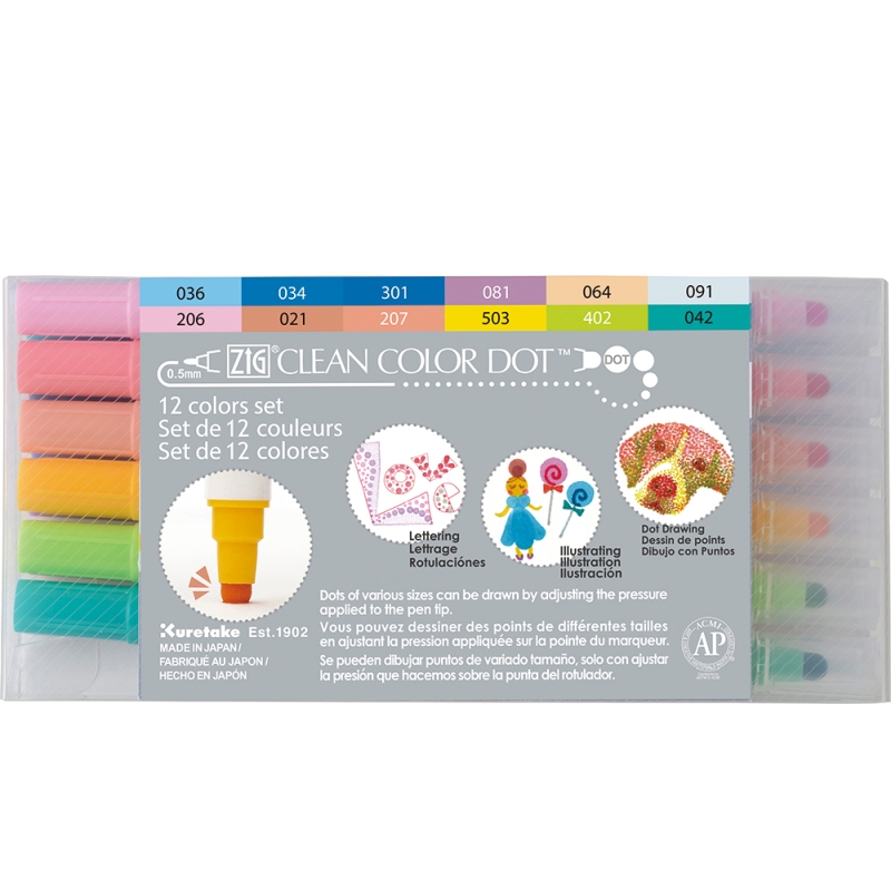 Zig Clean Colour Dot x12 Colour Set12 Colour Set