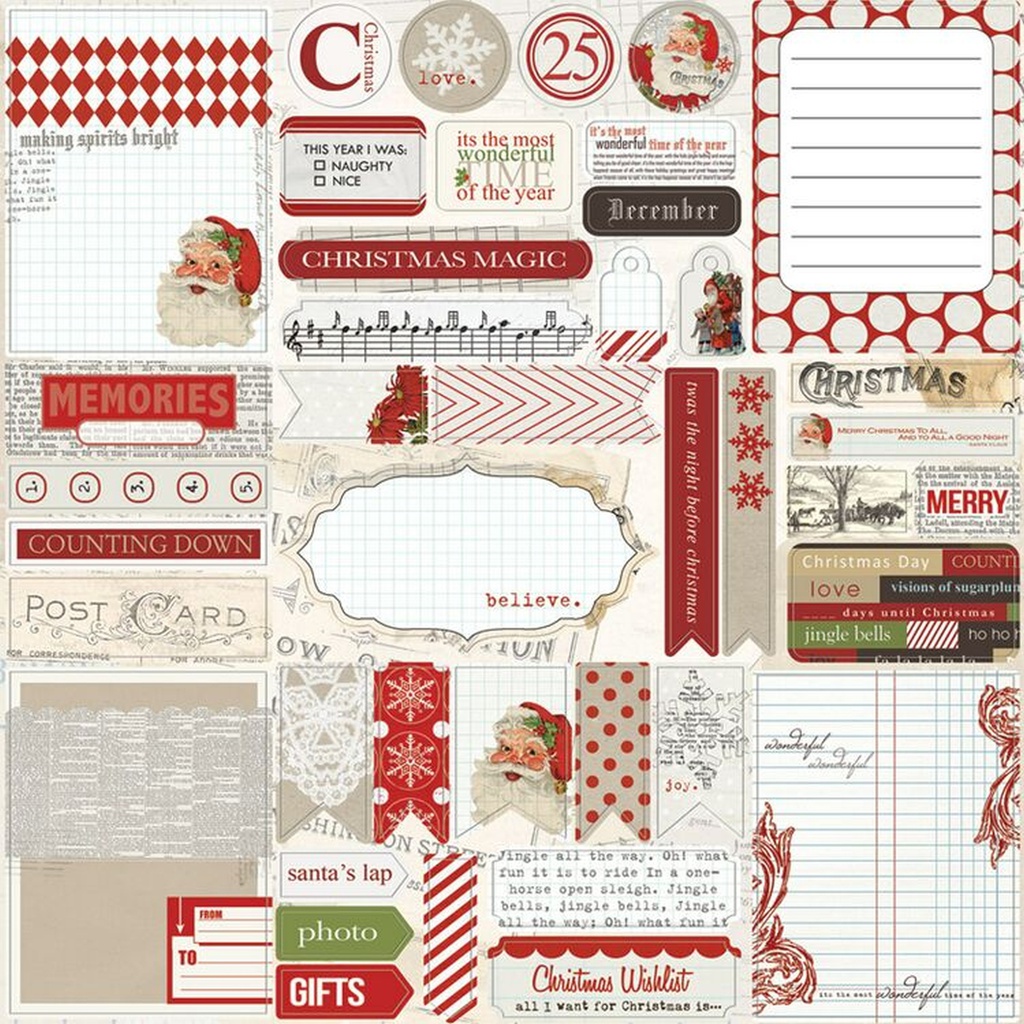 Santas List 12x12 Die Cut Sheet (25sheets)