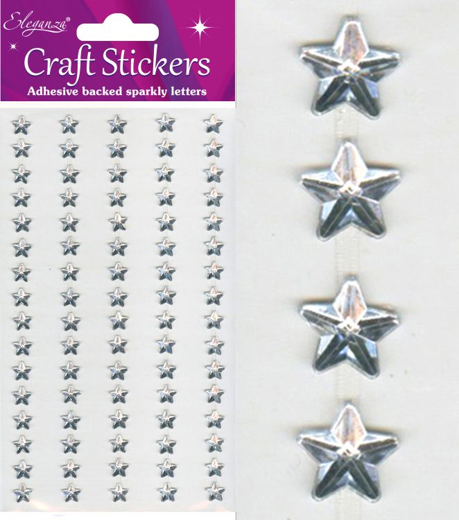 Crafts Stickers Silver Stars x 80