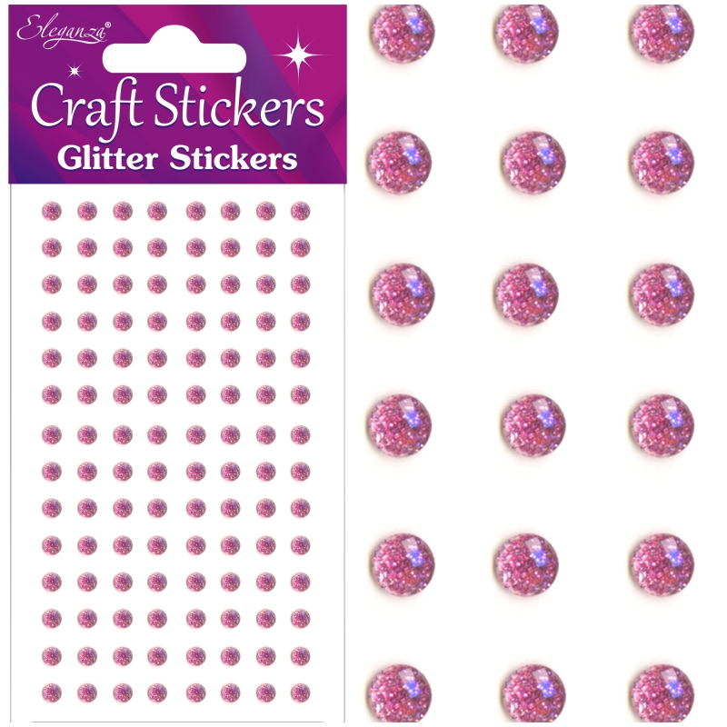 Glitter Gems Craft Stickers  - 4mm - Light Pink - 112 Pieces