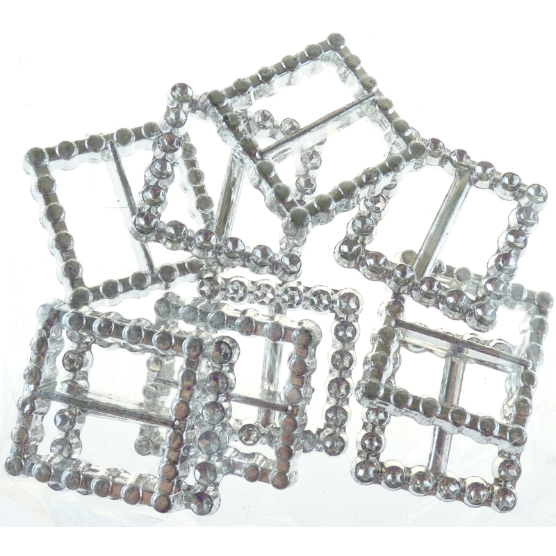 Diamanté Effect Buckles 2.4cm Square - 10 pieces