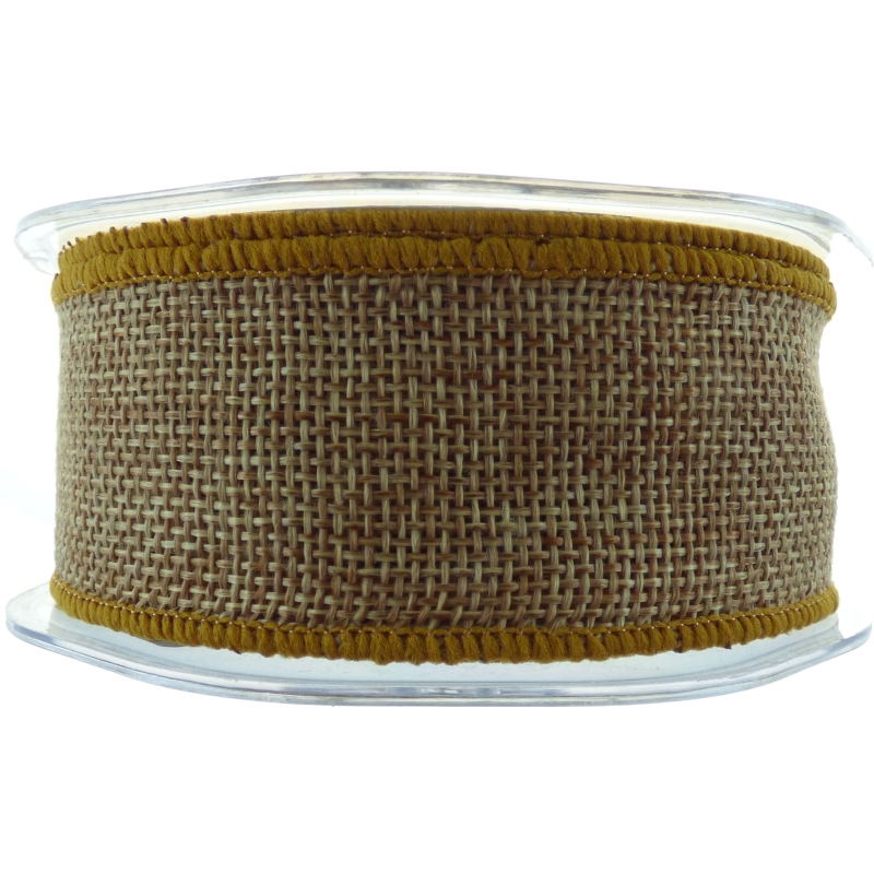 Wired Country Hessian Tan Ribbon No.76  - 38mm x 10m