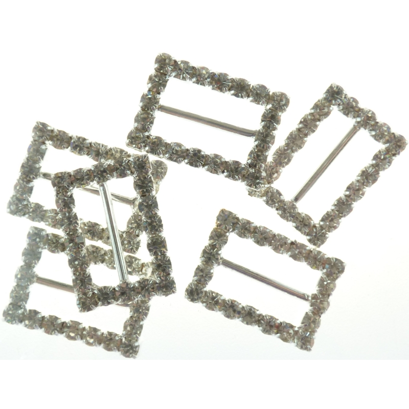 Diamanté Effect Buckles rectangle - 6 Pieces