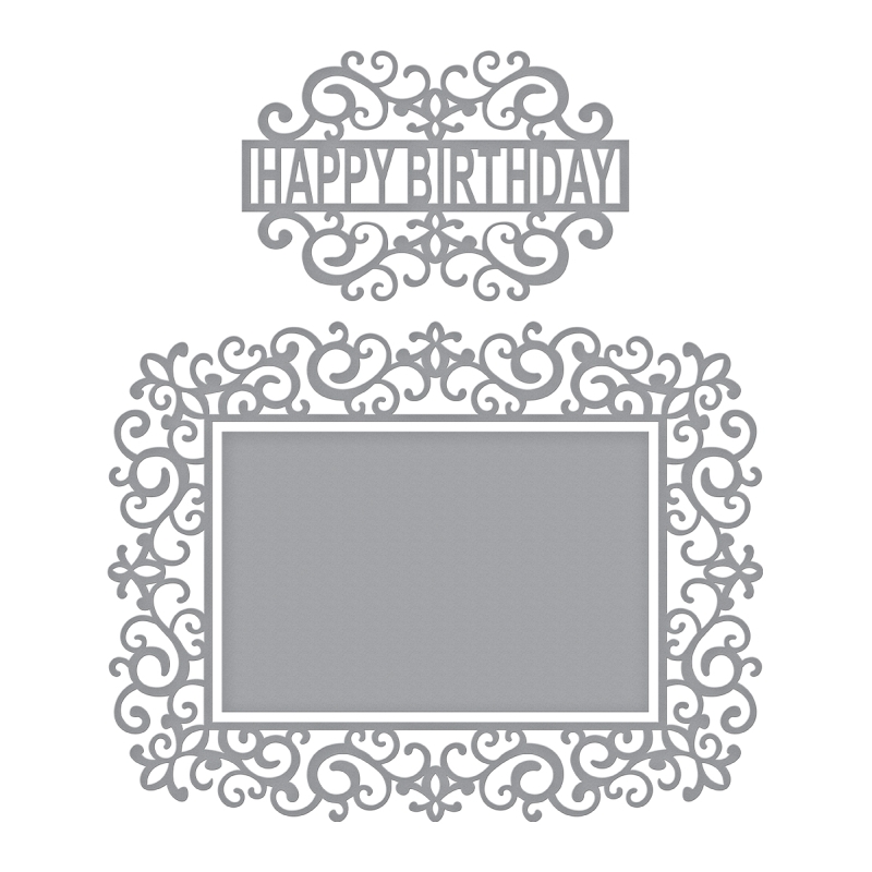 Swirl happy birthday frame