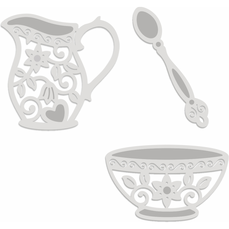 SD Cream Jug, Sugar Bowl & Spoon Sweet Dixie Cutting Die