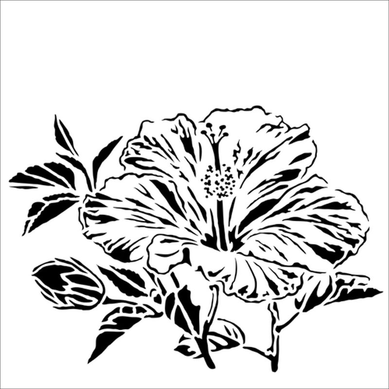 12x12 Stencil Hibiscus