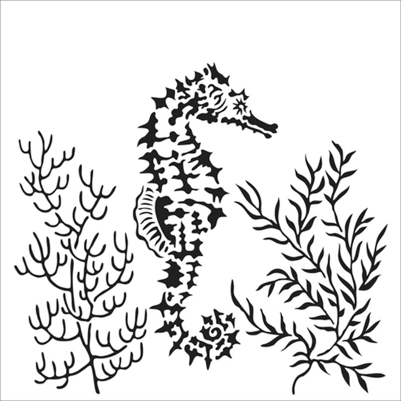 12x12 Stencil Seahorse