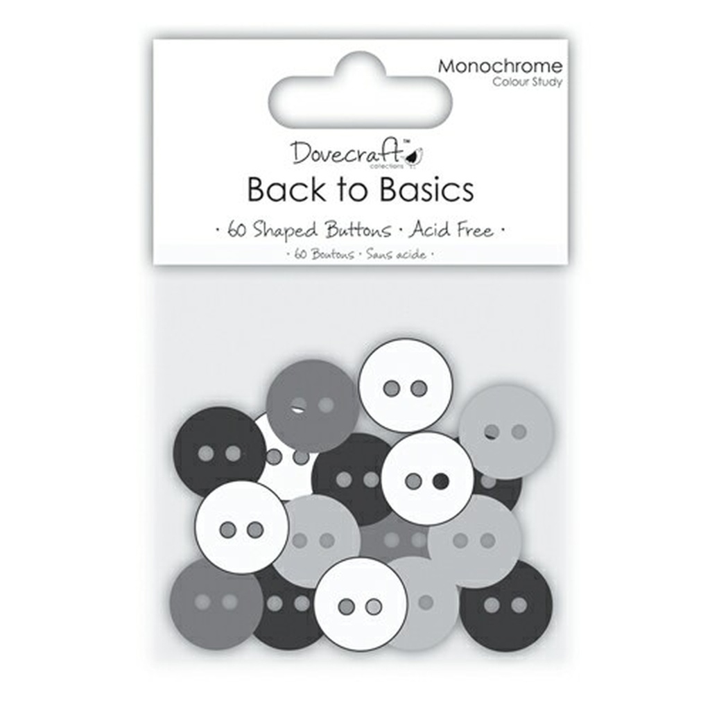 Dovecraft Plastic Buttons Monochrome x60