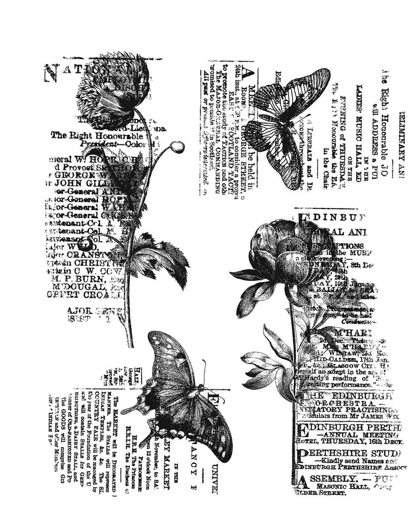 Tim Holtz Cling Stamps - Botanic Collage