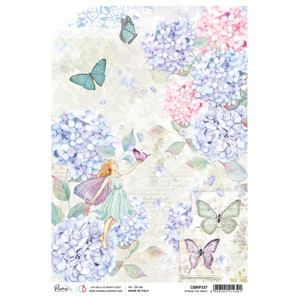 Spread The Wings - Ciao Bella Piuma Rice Paper A4 - Single Sheet