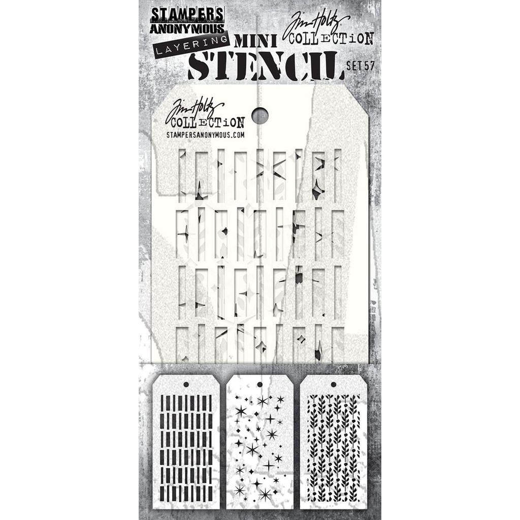 Tim Holtz Mini Stencil Set #57 Pack Of 3