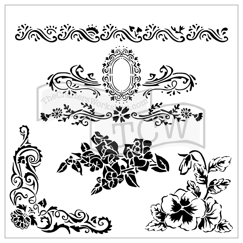 6x6 Stencil Floral Flourish | Country Love Crafts